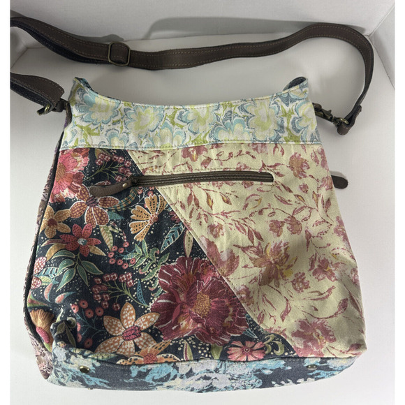 Myra Le Fleur Bel Shoulder Bag Floral Canvas & Leather Purse Mixed Print - Picture 8 of 12